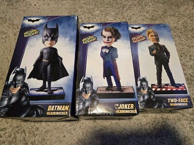 Rare NECA Head Knocker The Dark Knight Batman Joker Two Face  Bobblehead DC