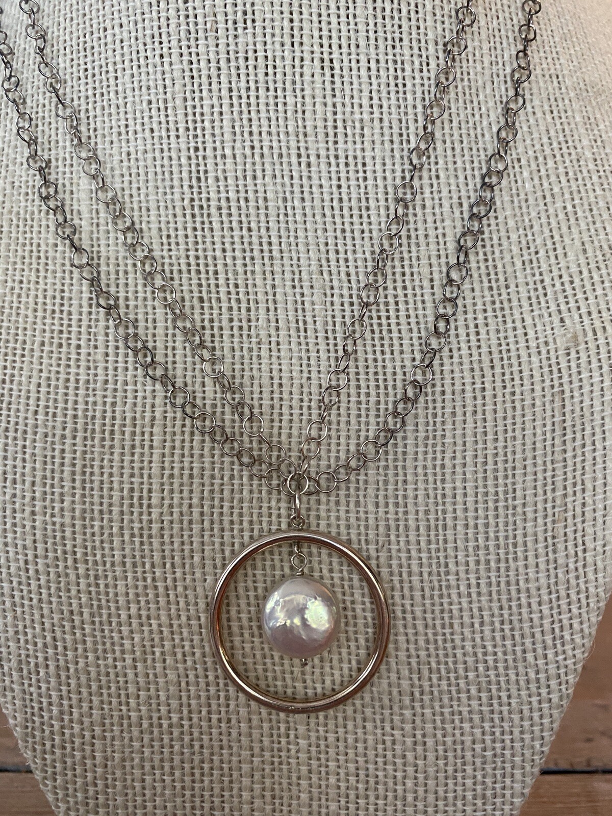 Sterling Silver Double Strand Floating Pearl Necklace… Gem