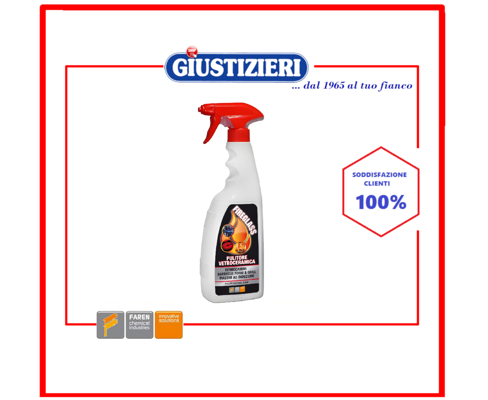 FIREGLASS PULITORE NERO FUMO TERMOCAMINI VETROCERAMICA FORNO 750ML