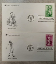 2 FDOI Bobby Jones & Babe Zaharias Stamps & Envelopes - Pinehurst NC 1981