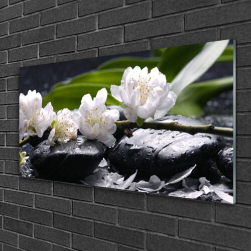 Print on Glass Wall art 100x50 Picture Image Flower Stones Floral - Zdjęcie 1 z 6