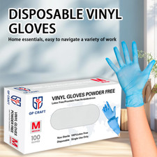 Disposable Vinyl Gloves, Food Safe, Latex-Free Powder-Free Blue Plastic Gloves