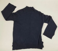  155 Neiman Marcus Women's Blue Mock-Neck Seamed Pullover Solid Sweater Size M