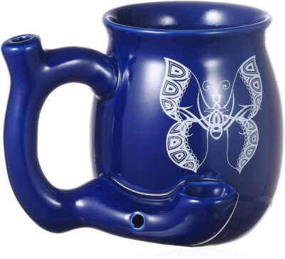 NC KTF Braten Toast Kaffeebecher mit Pfeife Mode Handwerk, 400ml blaue Farbe einzigartig P