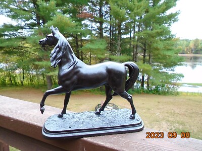 Antique Spelter Metal Ansonia MUSTANG Stallion Horse Statue after P J Mene