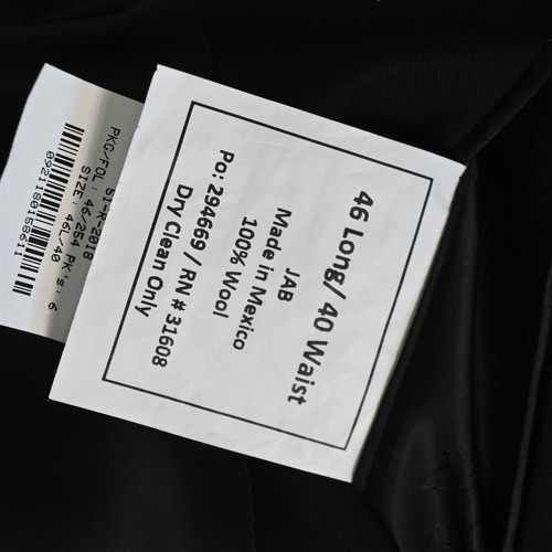 Jos A Bank 46L 40x30 Solid Black Signature Gold 100% Wool Mens Jacket Pants Suit - Picture 5 of 24