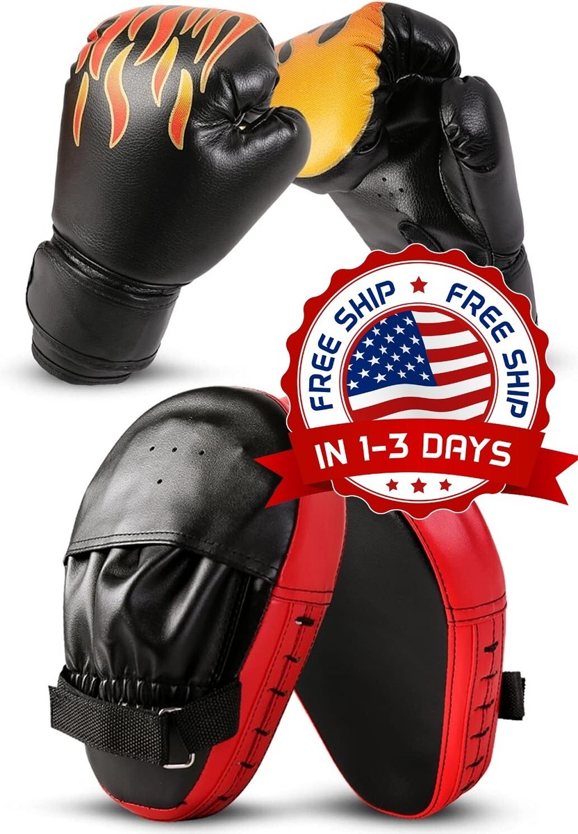 Juego de guantes de boxeo con gancho y bucle y manoplas de boxeo