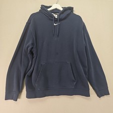 Nike Center Swoosh Hoodie Mens Large Dark Blue Fleece Pullover Hooded Sweatshirt