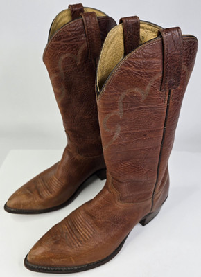Vintage J Chisholm Cowboy Western Boots Mens Size 10 D Brown Leather 42784