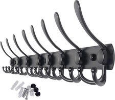 Heavy-Duty Wall-Mounted Coat Rack with 8 Hooks – Black 74cm