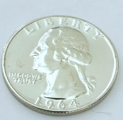 1964 Washington Quarter GEM BU Uncirculated Mint State 90% Silver 25c Coin #1653