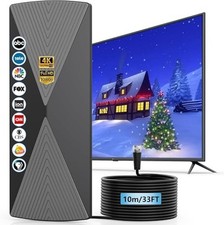 4K Digital Indoor TV Antenna 33FT Cable Signal Booster HD 1080P Local Channels