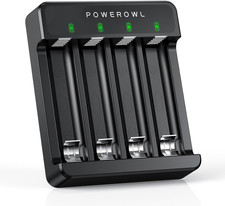 4 Slots AA AAA Battery Charger, USB Fast Charging, Independent Slot, for Ni-Mh N