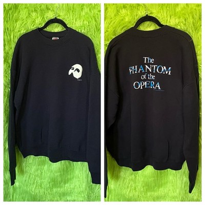 Vintage 1986 Phantom Of The Opera Pullover Sweatshirt XL Black USA Doublesided