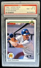 1990 Upper Deck Juan Gonzalez Rookie RC #72 Rangers PSA 8