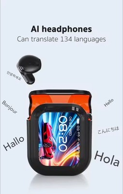 HTC NE20 Bluetooth 6.0 Wireless Earbuds AI Translator OWS LCD Touch Headphones