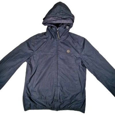 Pretty Green Herren Kapuzenjacke Navy Full Zip leichter Baumwollmantel Oasis Mod