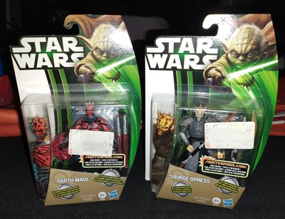 Star Wars CW Yoda Green Card 3.75 Darth Maul Armored Savage Opress figure RARE