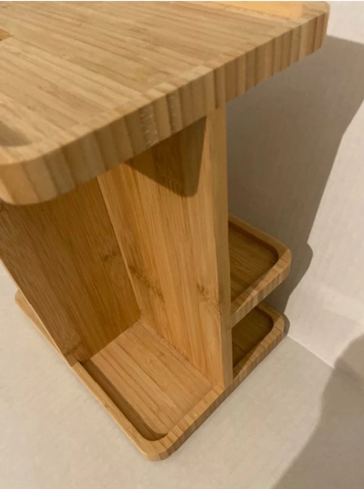 Organizador Cosmético Bambú 360°, Carrusel de Almacenamiento Multifunción para Maquillaje Foto 3 de 4