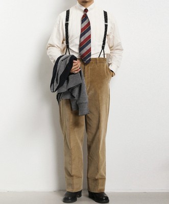 Lot 840 9.5 Wale 1940s Corduroy Work Pants - Khaki Militora 36x29