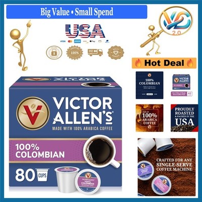 Victor Allen Colombian Coffee Pods 80 Count Medium Roast Keurig K-Cup