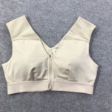 Tommie Copper Bra Womens Large Beige Shoulder Support Zip Front Copper Znergy