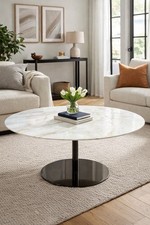 Minotti Marble Coffee Table With Nickel Base.