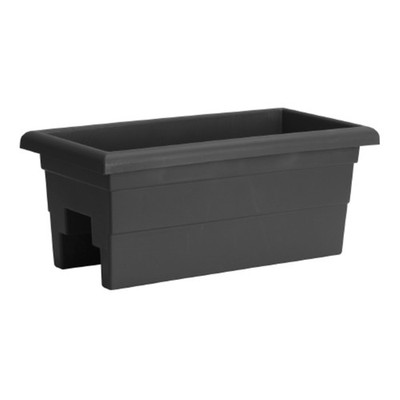 Novelty Countryside Plastic Railing Planter Flower Box, Black, 24in