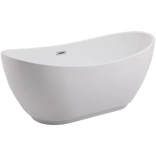 Elegant Decor Ines 62" Oval Plastic Soaking Bathtub in Glossy White - Picture 1 of 14