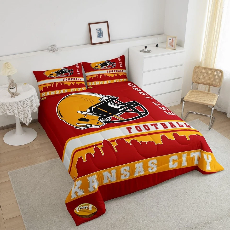 Juego de edredón de fútbol americano Queen Football Fans ropa de cama para niños fútbol americano... Foto 4 de 4