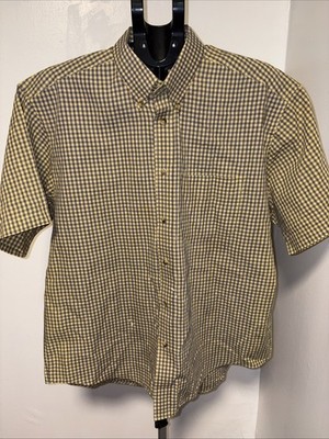 Arrow Men's Classic Fit Yellow Plaid  Casual Short Sleeve Shirt Sz 16-16.5/34-35