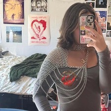 Aluminum Chainmail neck shoulder jewelry Women s Medieval LARP Cosplay SCA LARP