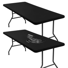2 Pack 6 Foot Rectangle Elastic Fitted Tablecloth, Waterproof Fabric Table Co...