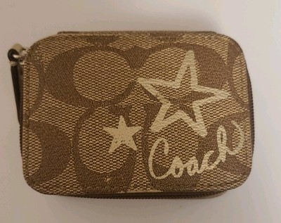 COACH Triple Pill Case Khaki with Gold Star VERY RARE Vintage