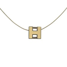 Hermes Cage De Ash H Cube Metal Silver White Necklace 1034 Used