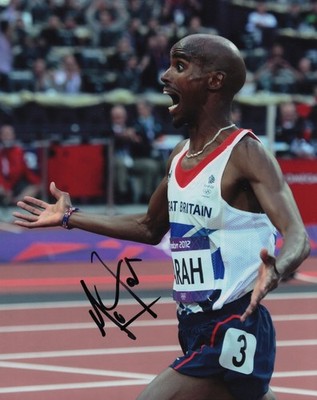 Mo Farah Olympiasieger Goldmedaillengewinner signed Autogramm 10x8 Foto mit COA