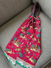 Holland and Holland mens cravat day ascot animals dogs silk red green