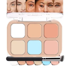 evpct 6 Colors Concealers Full Coverage Cream Contour Palette with Brush for ...