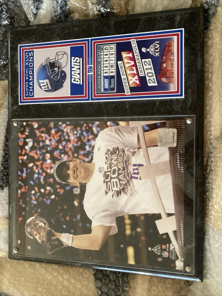 Eli Manning Super Bowl Framed 8x10 Giants Photo 2012 Plaque Trophy MVP SB Champ - Image 2 of 2
