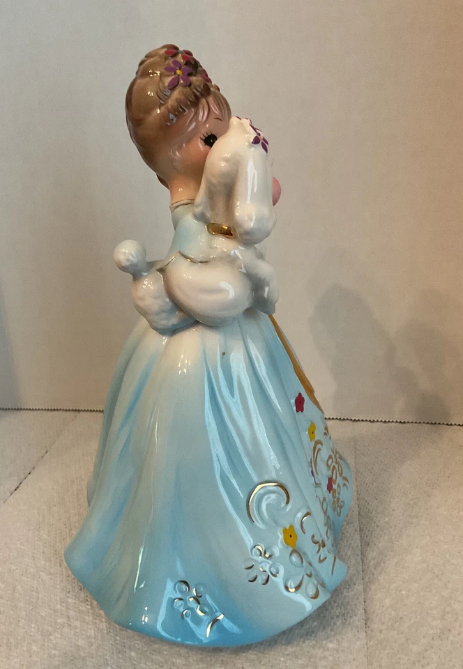 Josef Originals Retro Niña Con Vestido Azul Y Un Perro Pequeño Foto 3 de 4