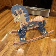 Vintage Solid Wood Rocking Horse Rocking Horse 25H X 11 W/31 Long