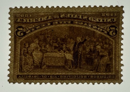 US #234 1893 5c chocolate “Columbus Soliciting Aid” MLH/VF; $55 SCV - Imagen 3 de 3