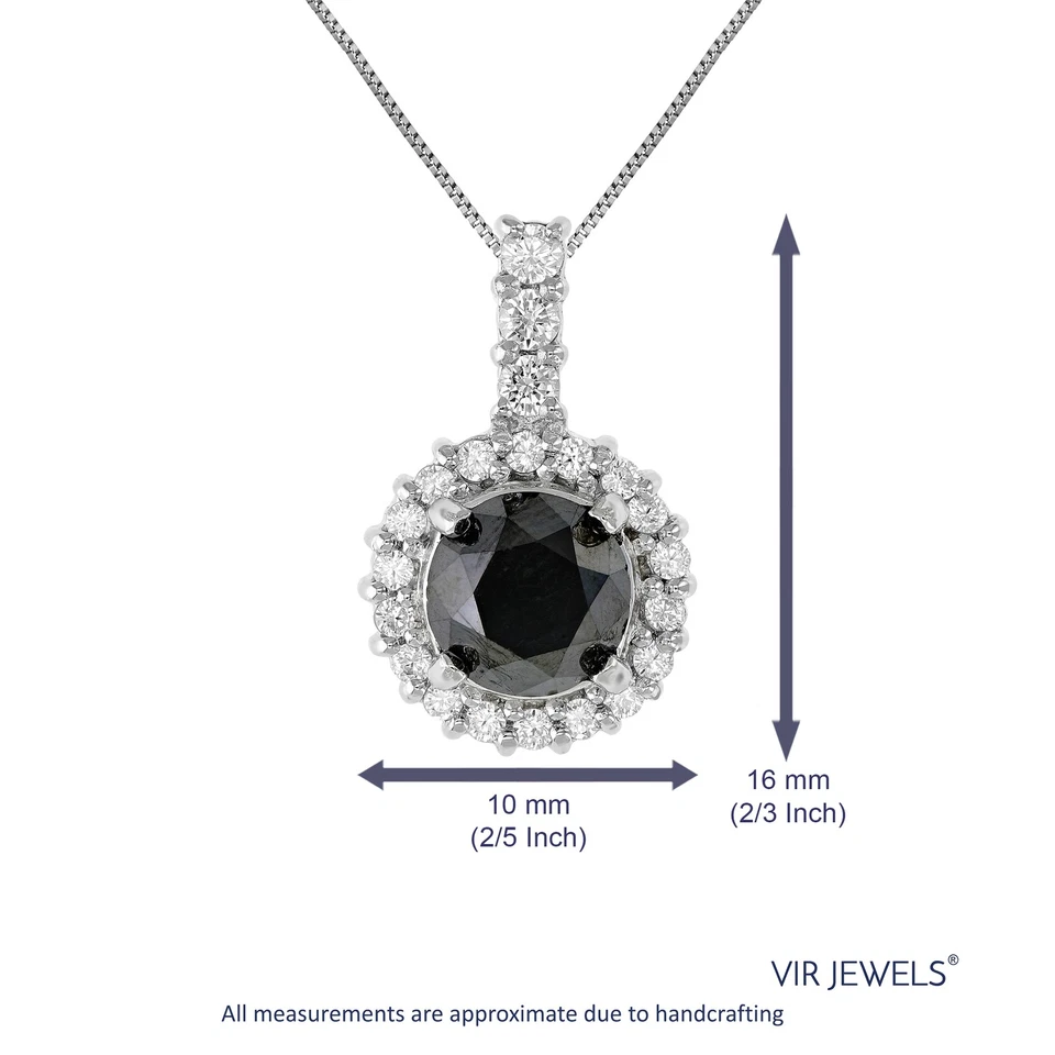 2 ct Black and White Diamond Pendant Necklace for Women in .925 Sterling Silver - Image 4 of 4