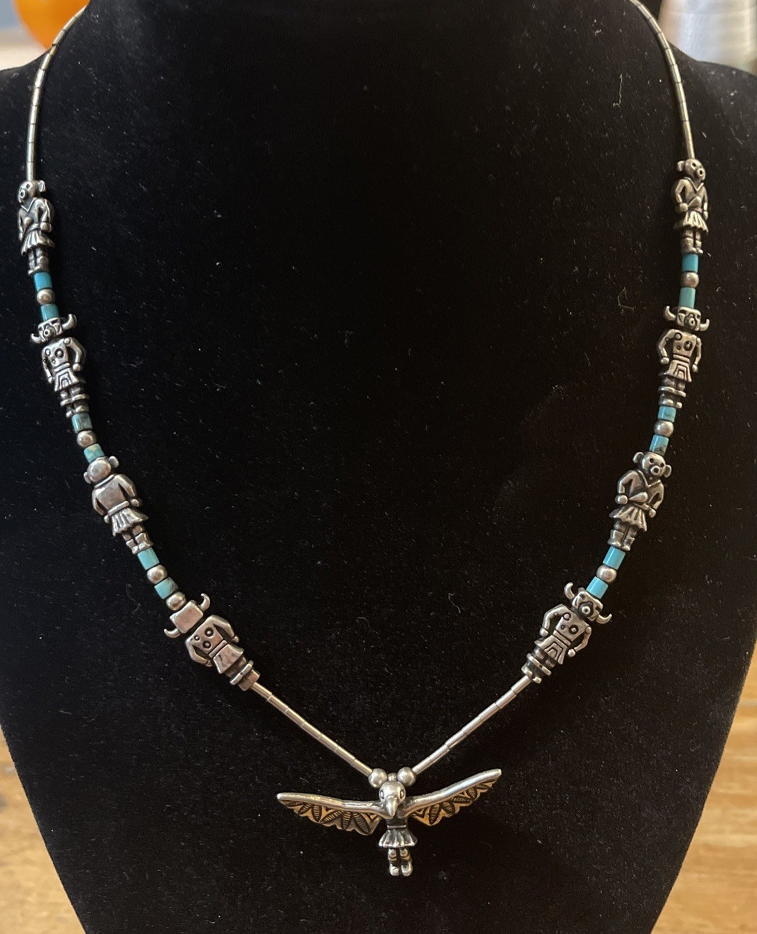 Thunderbird Necklace Untested Silver Kachina Like… - image 1