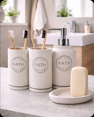 Badezimmer Zubehör 2 Zahnputzbecher Seifenteller Seifenspender Clayre & Eef