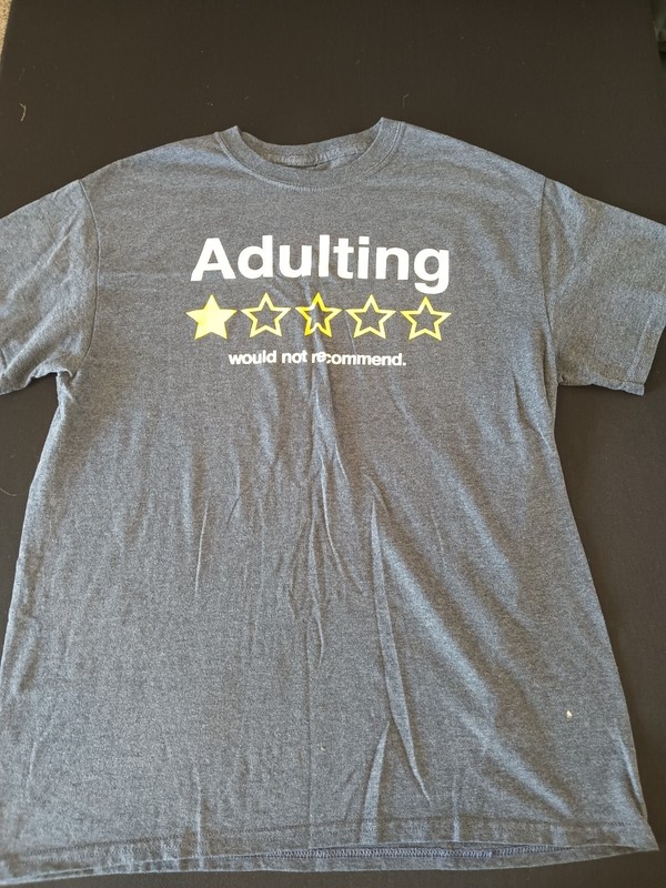 Adulting One Star Would Not Recommend Funny T-Shirt Navy Heather Men's M 38/40