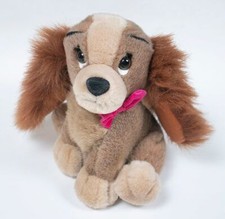 WALT DISNEY LADY  THE TRAMP DOG PUPPY PLUSH STUFFED ANIMAL 8" TOY RED BOW