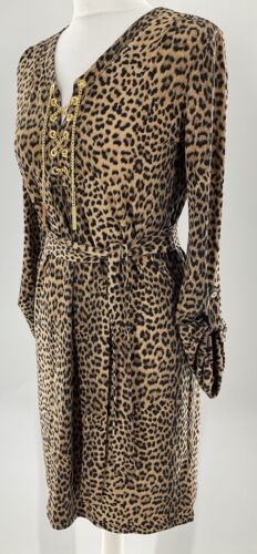 Michael Kors Designer Kleid Animal Print lang Rollriegelärmel Gr. S Uk 10 sehr guter Zustand #A7 - Bild 11 von 12