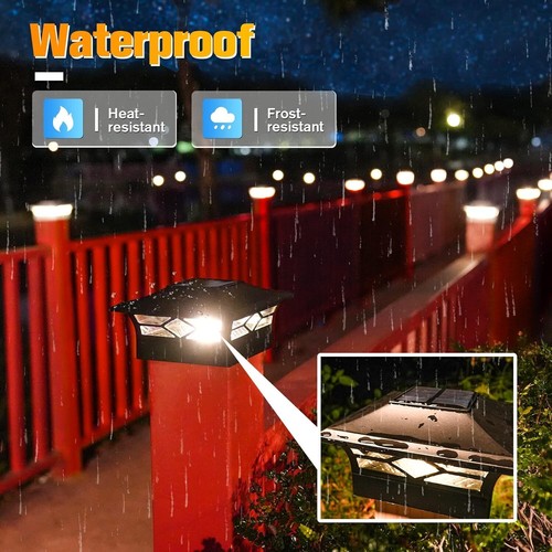 2Pack Solar Post Deck Cap Lights Outdoor Fence Dock 4x4/6x6 LED Lamp Vinyl PVC - Picture 4 of 26