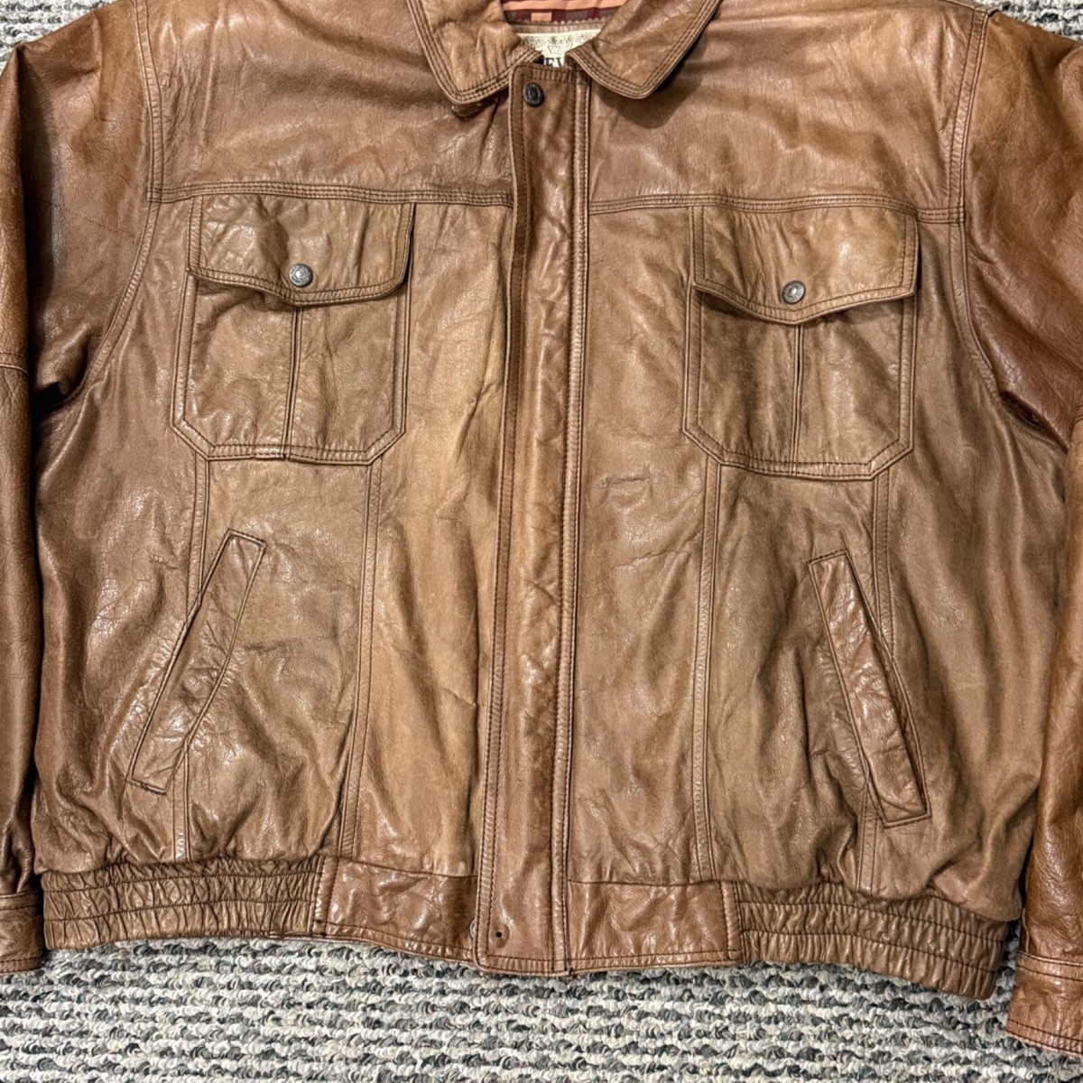 Vintage Levis Leather Jacket Mens XL Brown 90s Western Bomber